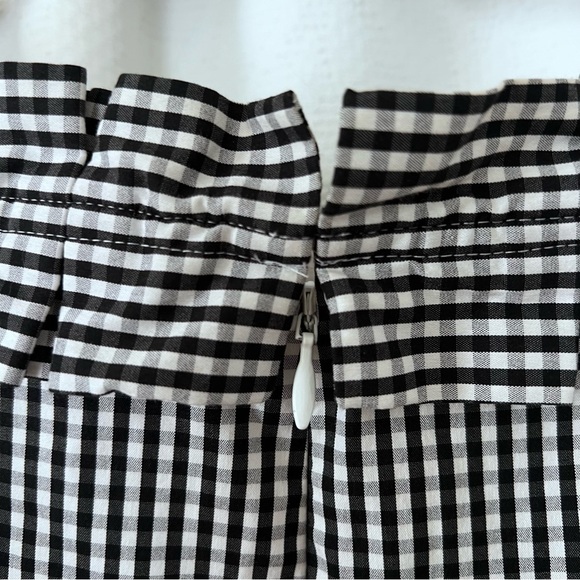 EUC Talbots Preppy Gingham Pleat Collar Shift Dress Black White size 14 Petite - Picture 11 of 14